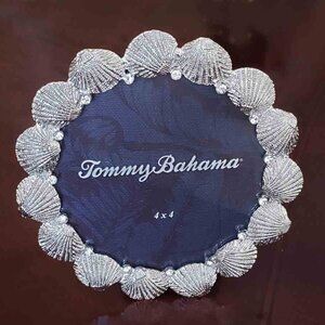 Tommy Bahama Sea Shell Photo Picture Frame 4x4 - Silver Metal Rhinestones